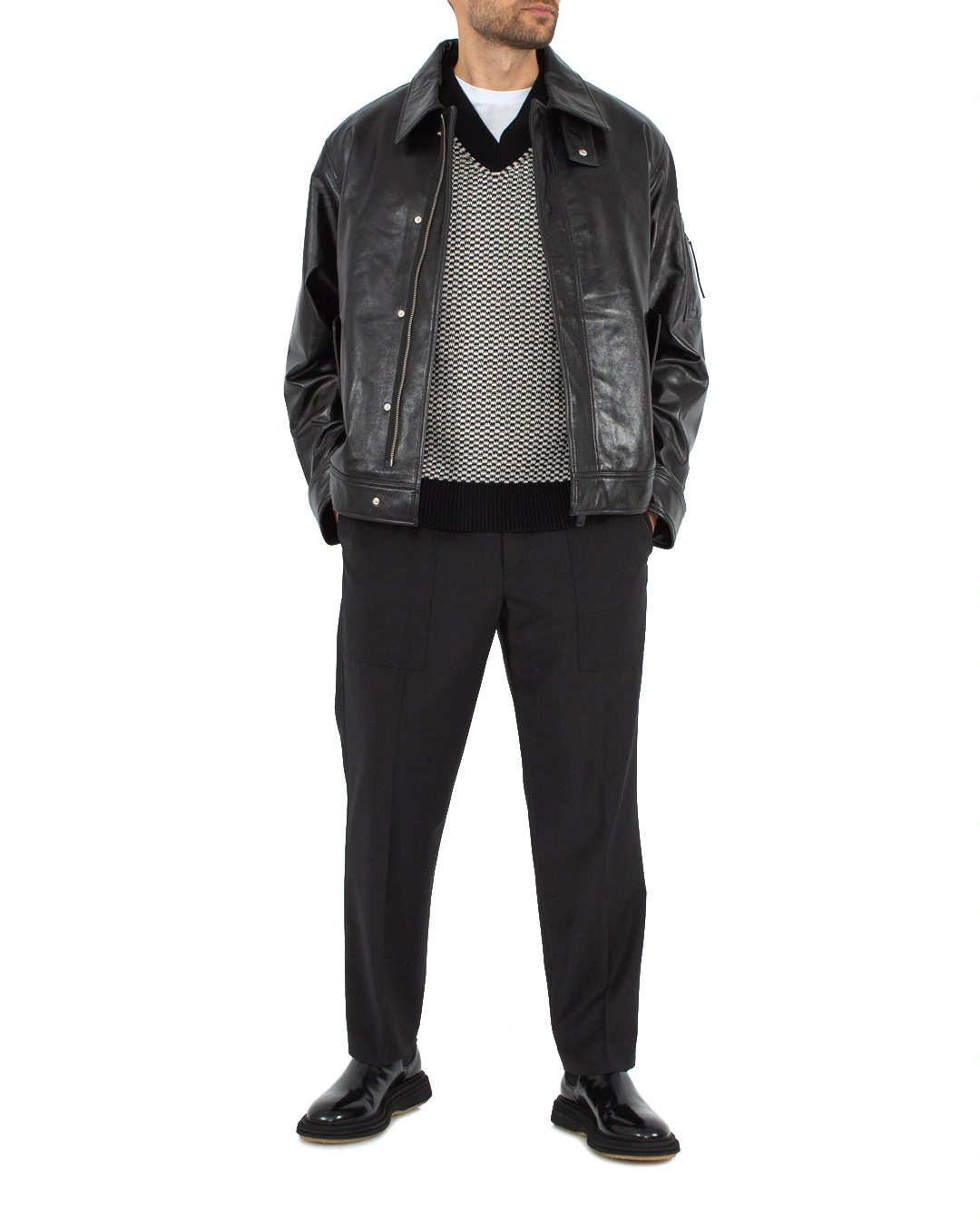 HELMUT LANG кожаная мужская куртка — вид 2