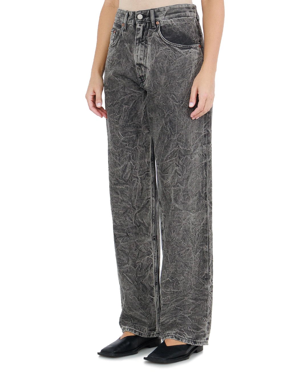 MM6 Maison Margiela джинсы с мятым эффектом — вид 3
